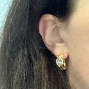 Classic Gold and Diamond Hug Hoop Earrings - 90’s style.